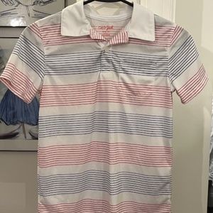 Cat & Jack red, white and blue stripe short sleeve polo shirt 8/10 NWOT